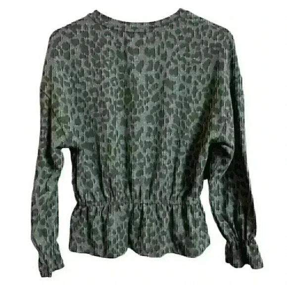 Sundry Sweater Women’s 0 (XS) Gray Leopard Peplum Biker Girl Grungy Mob Wife NWT - Picture 6 of 8